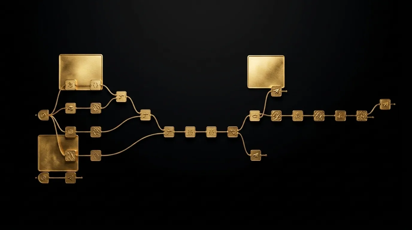 Bespoke AI workflows woven in gold
